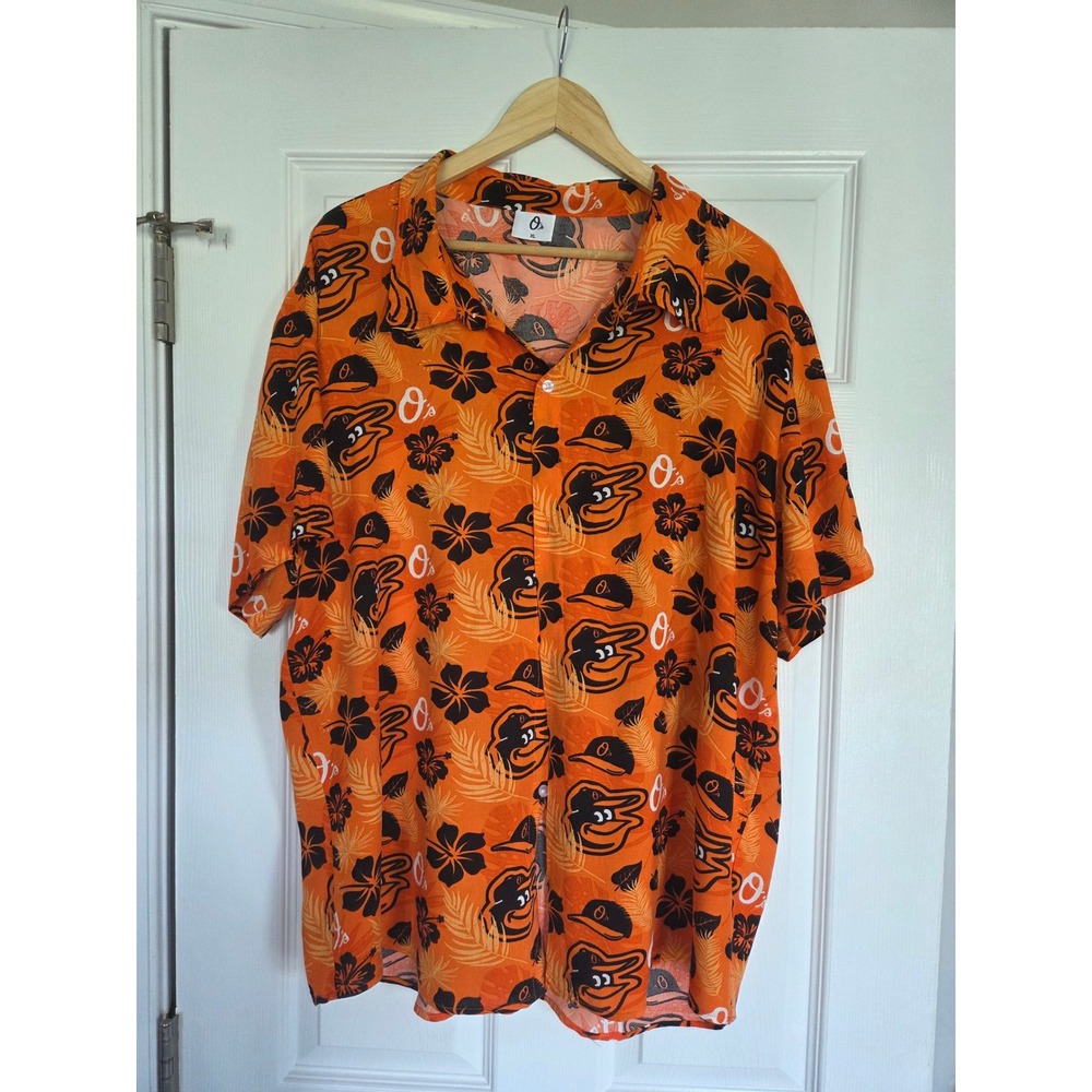 Baltimore Orioles Hawaiian Shirt Mens XL Orange MLB Baseball Aloha Button Up O's